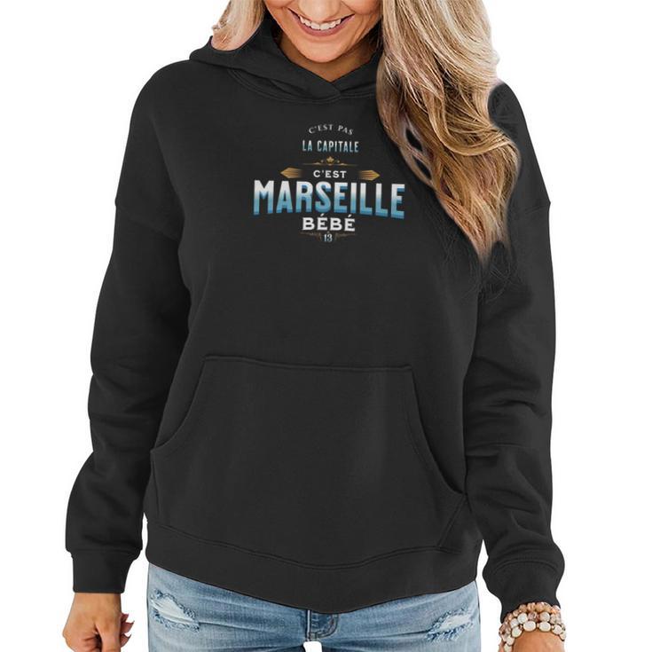 Sweat à Capuche Marseille - "C'est Pas La Capitale" - Cadeau Humoristique Pour Fans OM - Taille 31