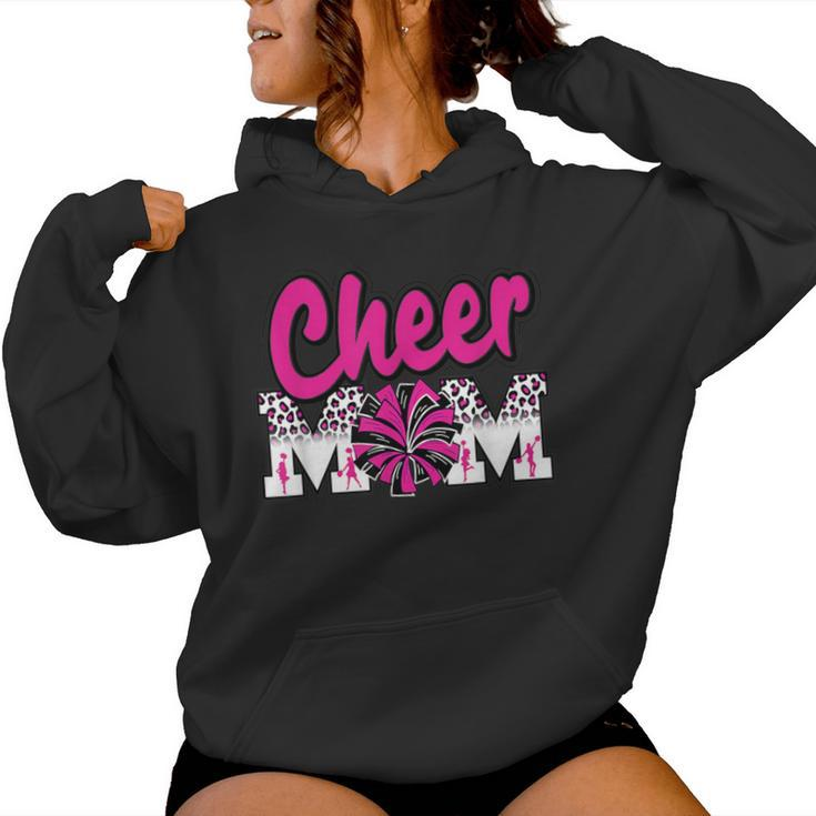 Cheer Mom Hot Pink Black Leopard Letters Cheer Pom Poms Women Hoodie