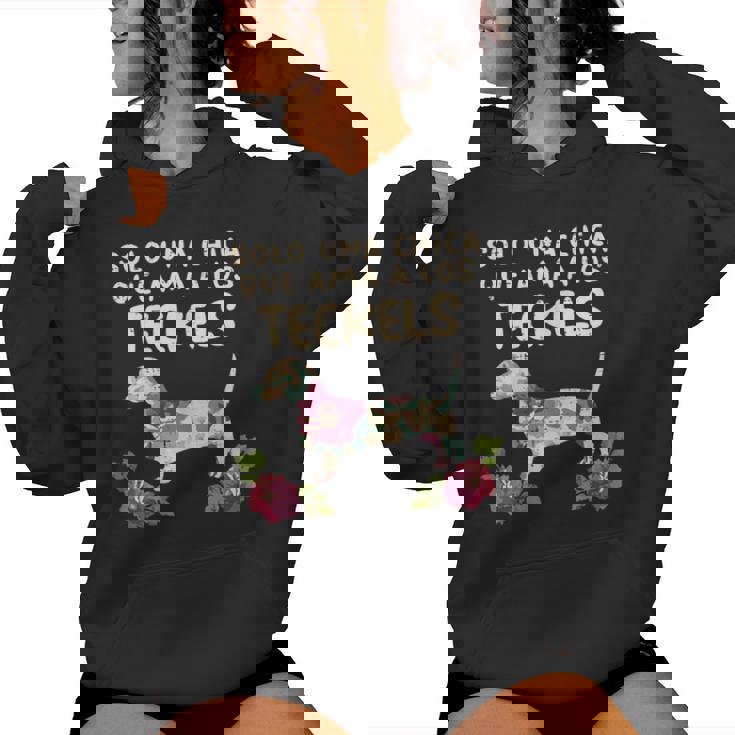 Chica Amor Teckel Perro Floral Lindo Dachshund Regalo Sudadera con capucha para mujer