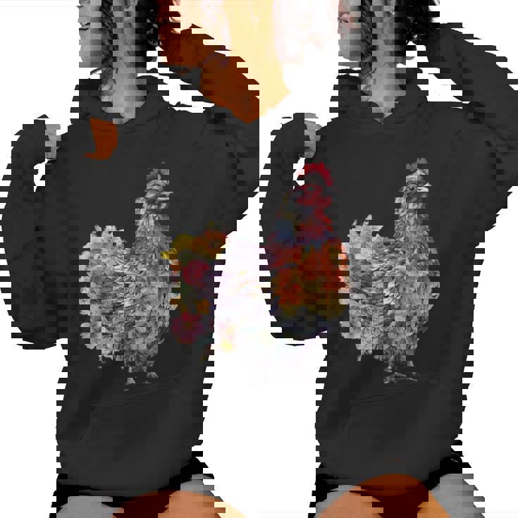 Chicken Aesthetic Flowers Cute Cottagecore Floral Chicken Women Hoodie