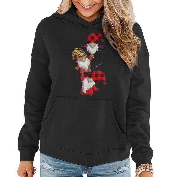 Christmas Gnome In Pocket Buffalo Plaid Gnome Lover Women Hoodie