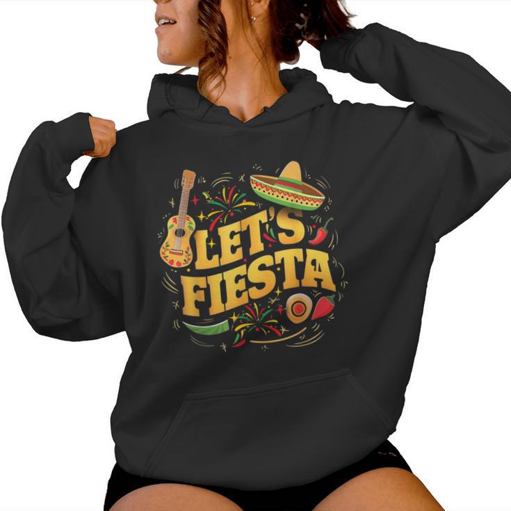 Cinco De Mayo Mexican Music Guitar Cactus Let's Fiesta Women Hoodie