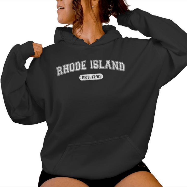 Classic College-Style Rhode Island 1790 Distressed Women Hoodie