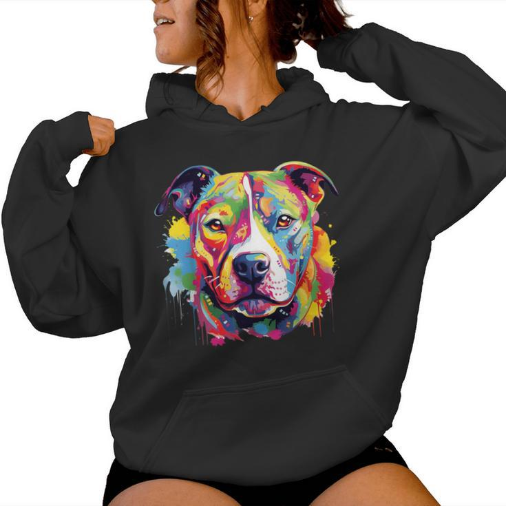 Colorful Pit-Bull Terrier Dog Love-R Dad Mom Boy Girl Women Hoodie
