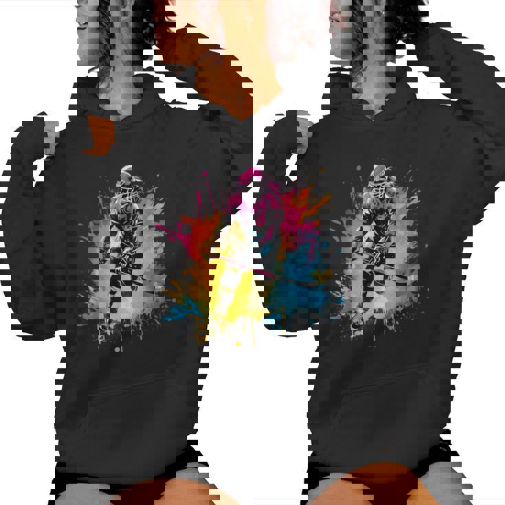 Colorido Jugador De Hockey Sobre Hielo Chica En Hockey Sobre Hielo Para Sudadera con capucha para mujer