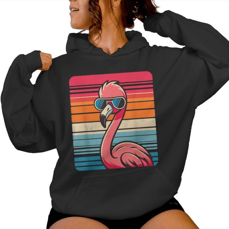 Cool Retro Flamingo In Sunglasses 70S 80S 90S Flamingo Women Hoodie