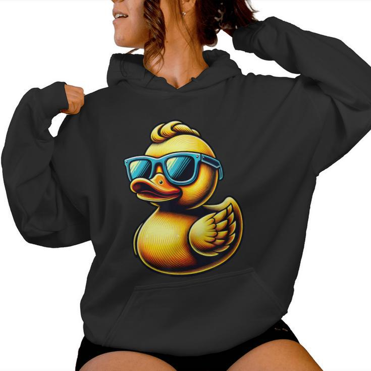 Cool Rubber Duck With Sunglasses Duckling Cute Ducky Women Hoodie
