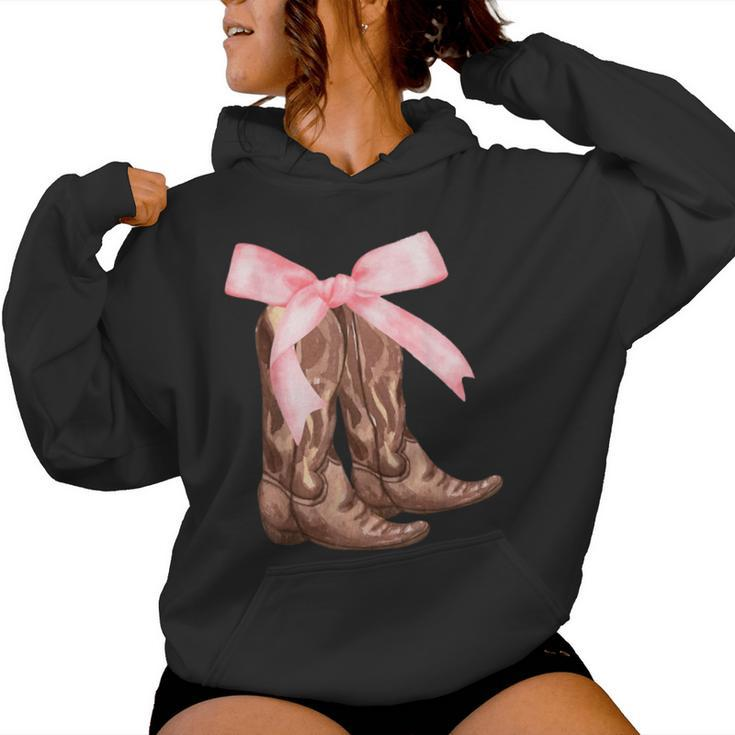 Coquette Pink Bow Cowboy Boots Cute Y2k N Girls Women Women Hoodie