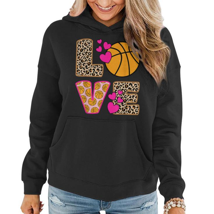 Cute Love Basketball Leopard Print Girls Basketball Women Hoodie