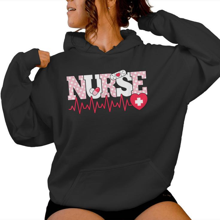 Cute Pink Nurse Heartbeat Nursing Women Hoodie