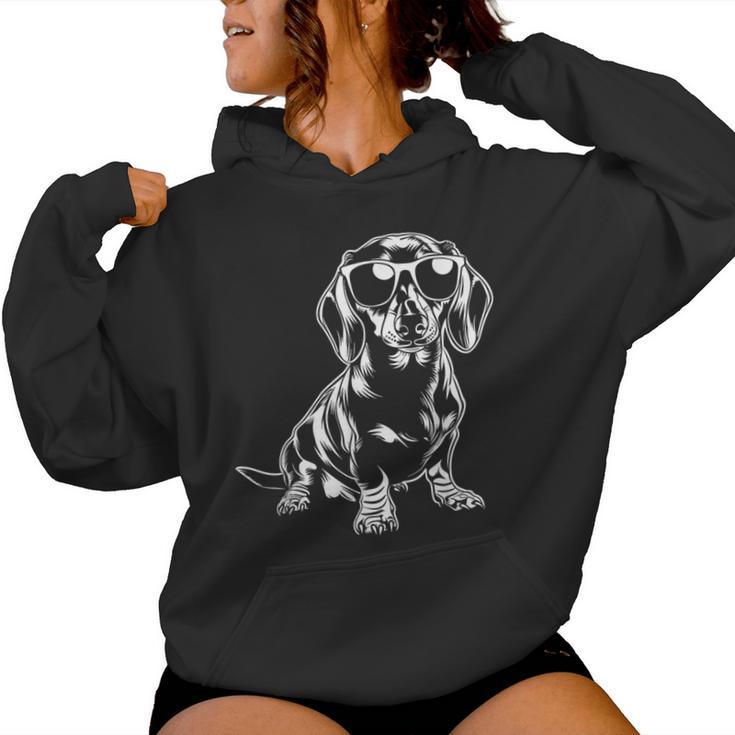 Dackel Wiener Hund Sonnenbrille Lustig Hund Mama Papa Kapuzenpullover für Damen