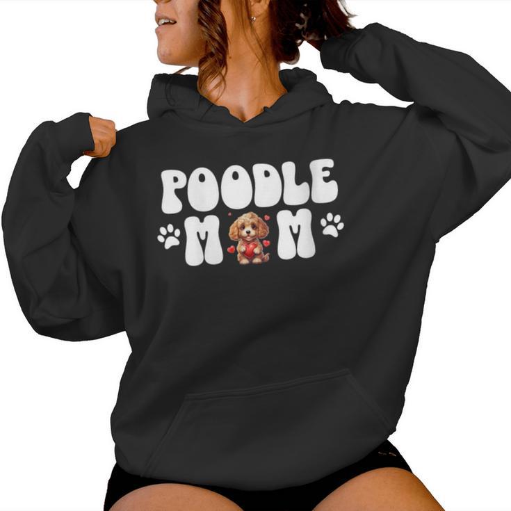 Damen Cute Poodle Mom Dog Mama Dog Heart Lover Owner Mit-Ausschnitt Kapuzenpullover für Damen