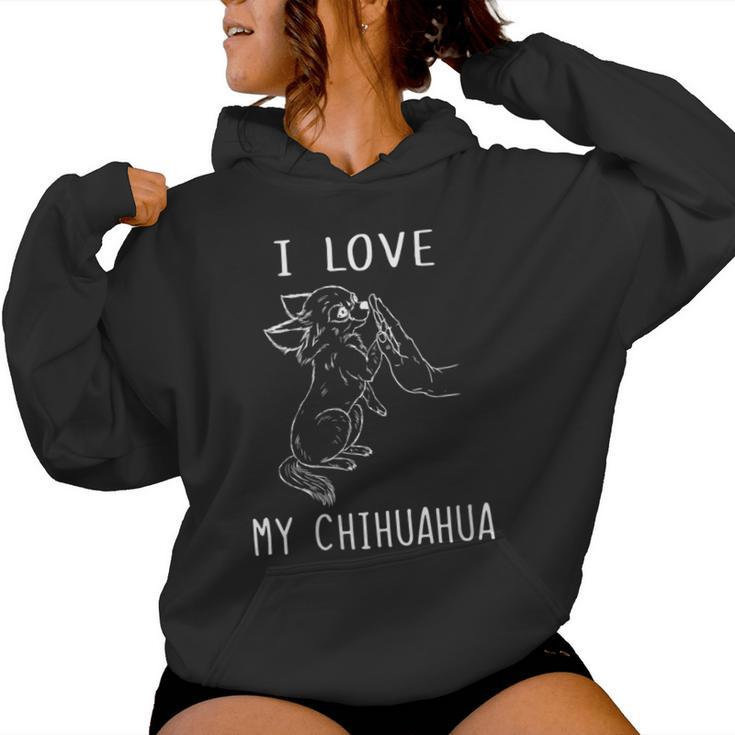 Damen Ich Liebe Meine Chihuahua Mama Chihuahua Papa Chihuahua Mit-Ausschnitt Kapuzenpullover für Damen