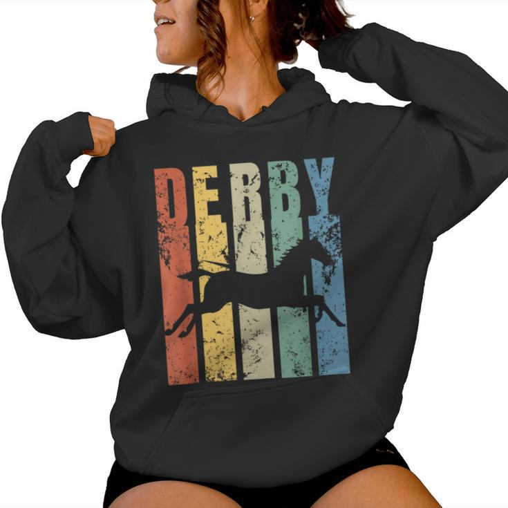 Derby Featuring Horse Vintage Style Derby Women Hoodie