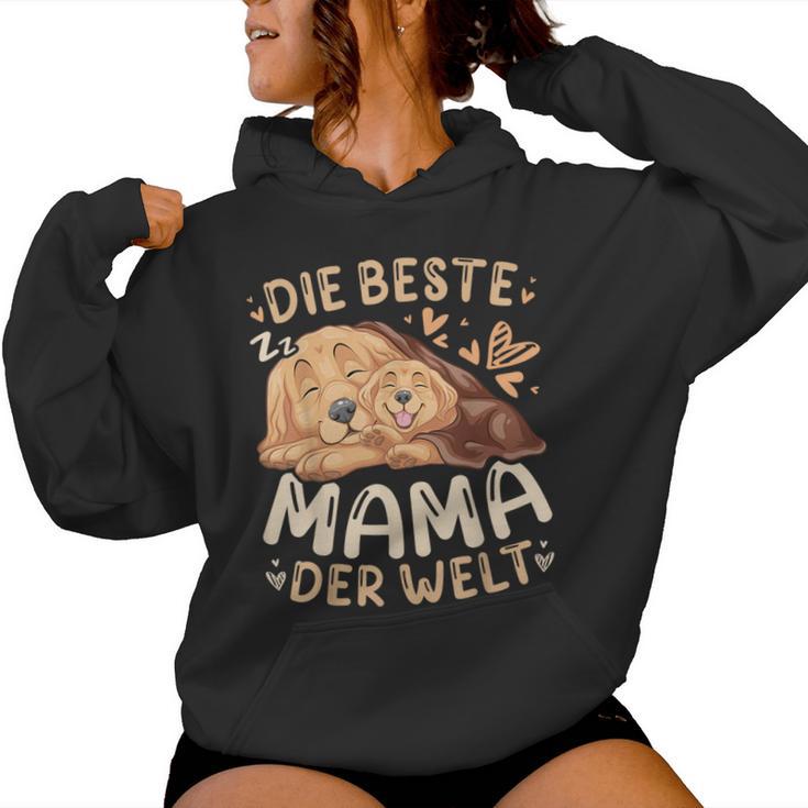 Die Beste Mama Der Welt Golden Retriever Mit Welpe Kapuzenpullover für Damen