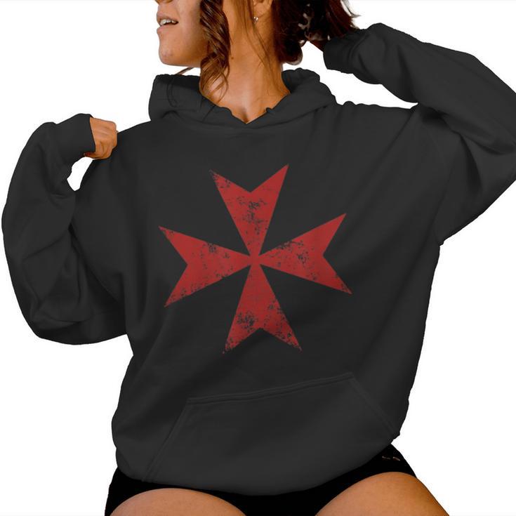 Distressed Maltese Cross Knights Of Malta Crusader Women Women Hoodie