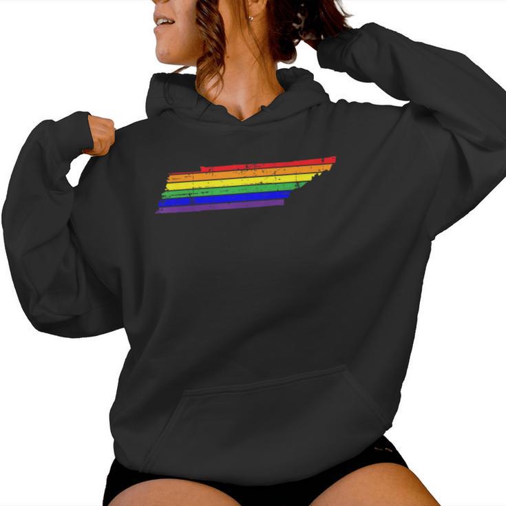 Distressed State Of Tennessee Lgbt Rainbow Gay Pride Women Hoodie