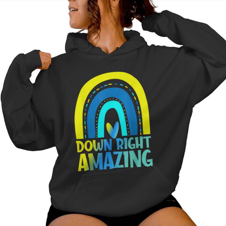 Down Right Amazing Rainbow Down Syndrome Awareness Women Hoodie