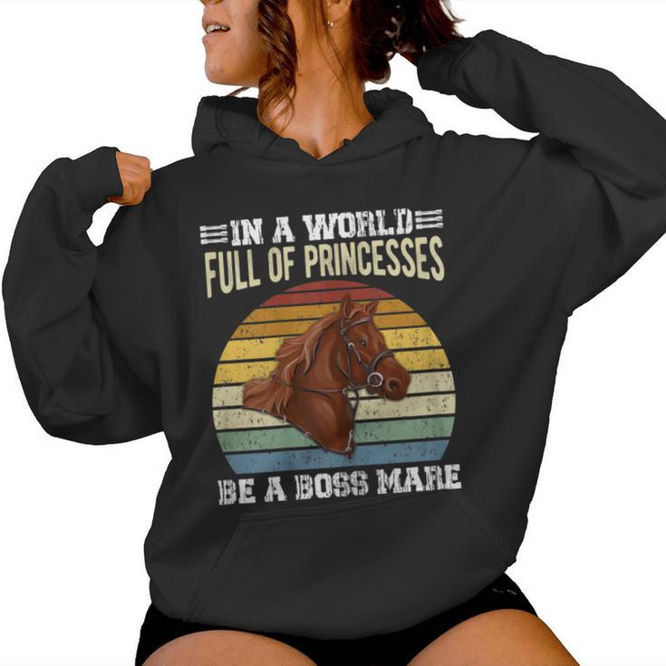 Dy Retro Be A Boss Mare Equestrian Horse Girl Sayings Women Hoodie