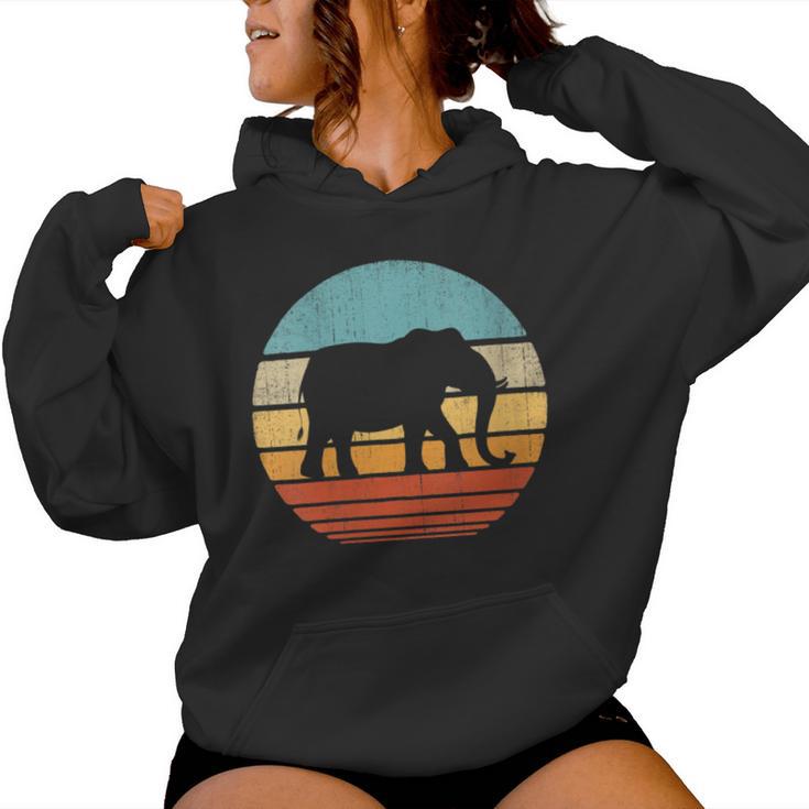 Elephant Retro Vintage 60S 70S Sunset Mammal Zoo Animal Men Women Hoodie