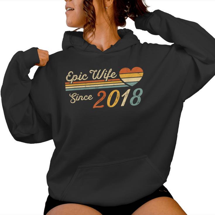 Epic Wife Since 2018 Vintage Wedding Anniversary Women Hoodie