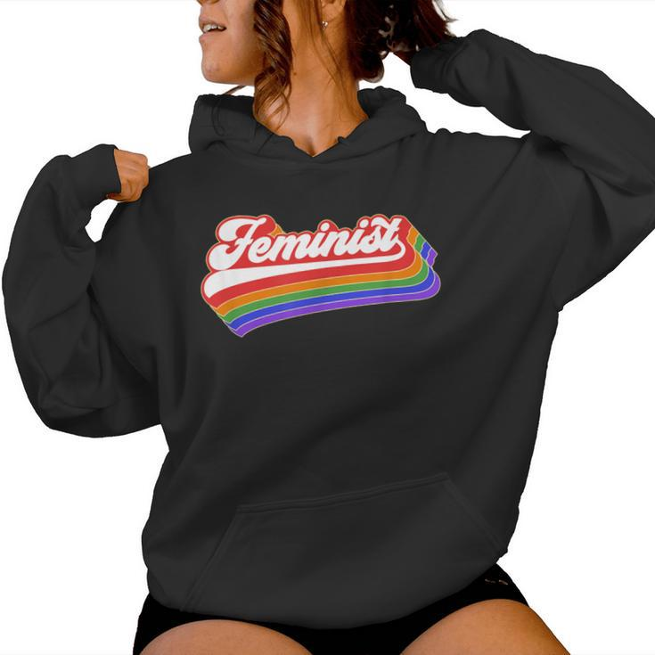 Feminist T Retro Vintage Rainbow 70'S Feminism Women Hoodie