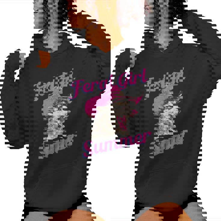 Feral Girl Summer Retro Possum Meme Women Hoodie