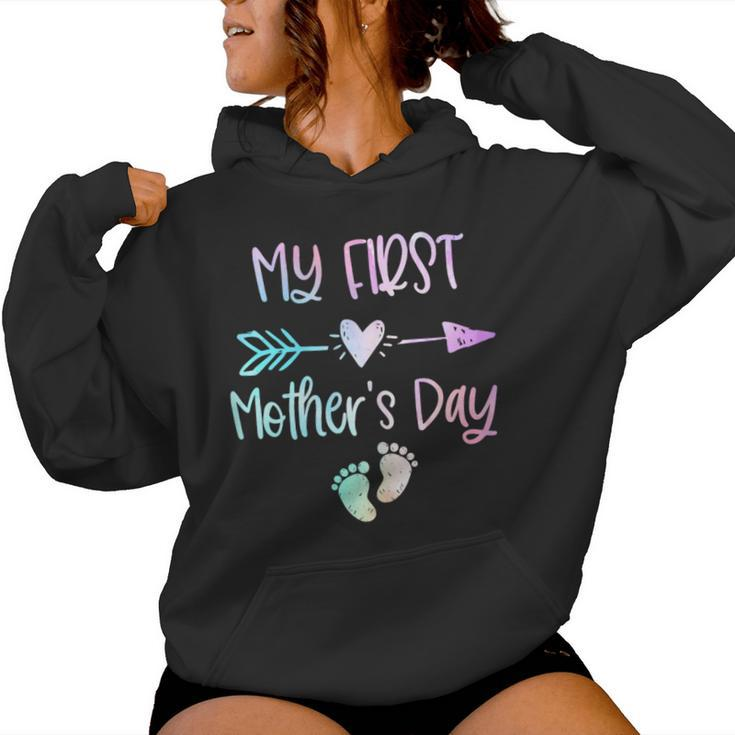 My First Mother's Day For New Mom Mother Pregnancy Tie Dye Women Hoodie