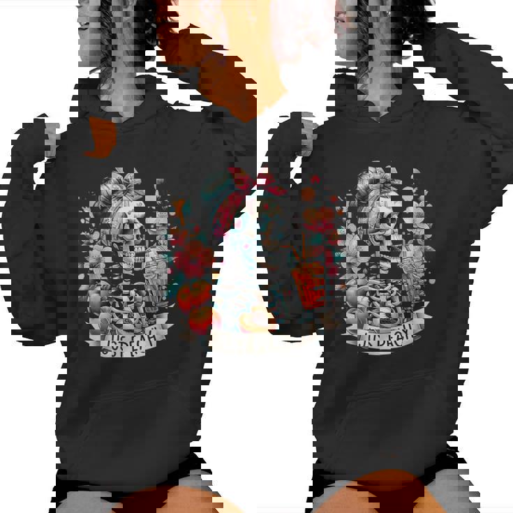 Floral Just Peachy Skeleton Drink Retro Humor Women Hoodie