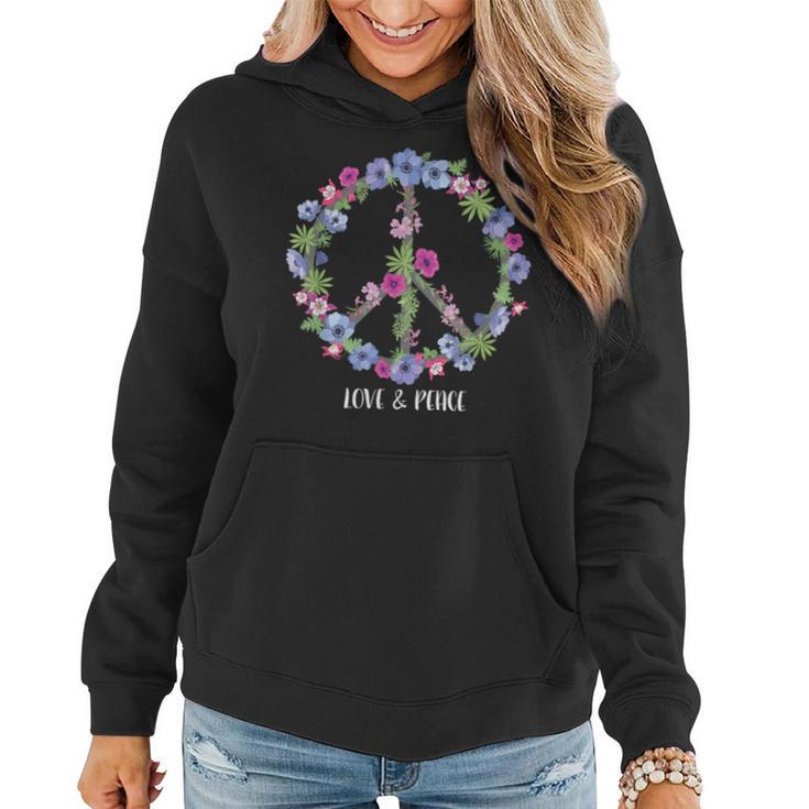 Flower Pattern Peace Symbol Girls Love Women Hoodie