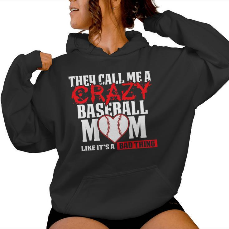 Baseball Mom T They Call Me Crazy Red Women Hoodie