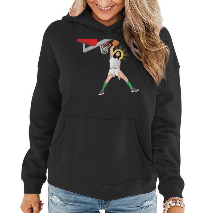 Basketball Jesus Christian Humor Slam Dunk Women Hoodie