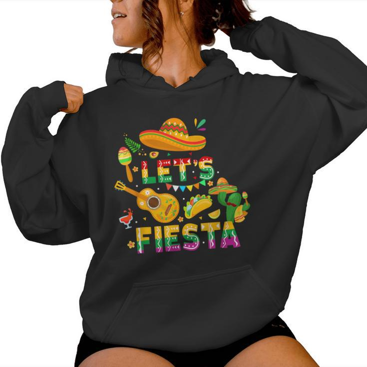 Cinco De Mayo Mexican Guitar Cactus Let's Fiesta Women Hoodie