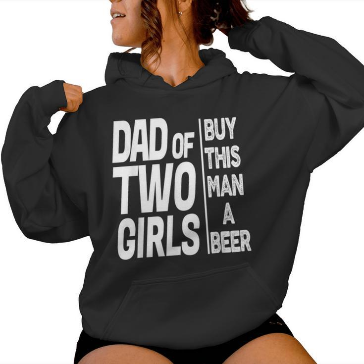 Daddy Dad Of Two Girls Father's Day From Daughter Women Hoodie
