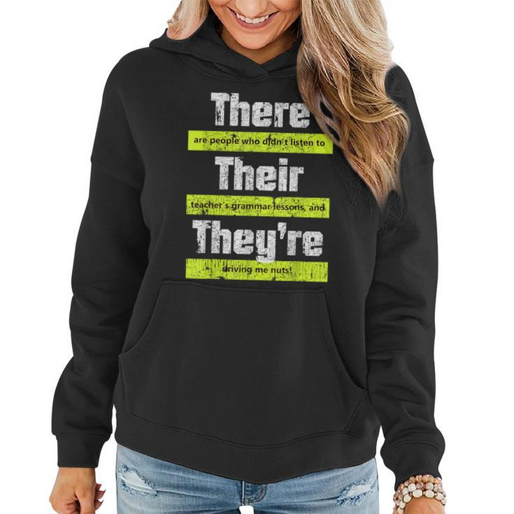 English Teacher Grammar There Their They're Women Hoodie