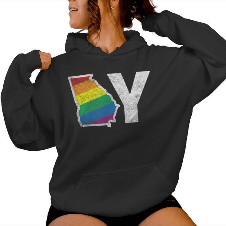 Lgbt Georgia Gay Distressed Rainbow Flag Present Women Hoodie