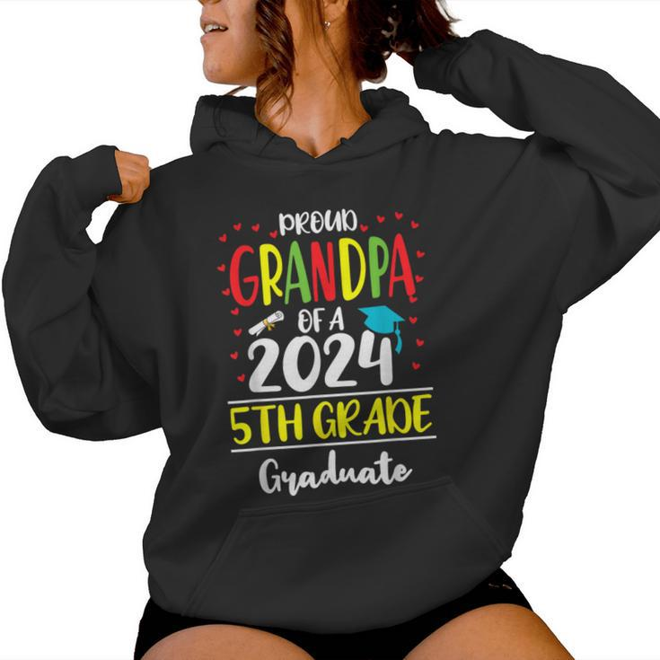 Proud Grandpa Of A Class Of 2024 5Th Grade Graduate Women Hoodie