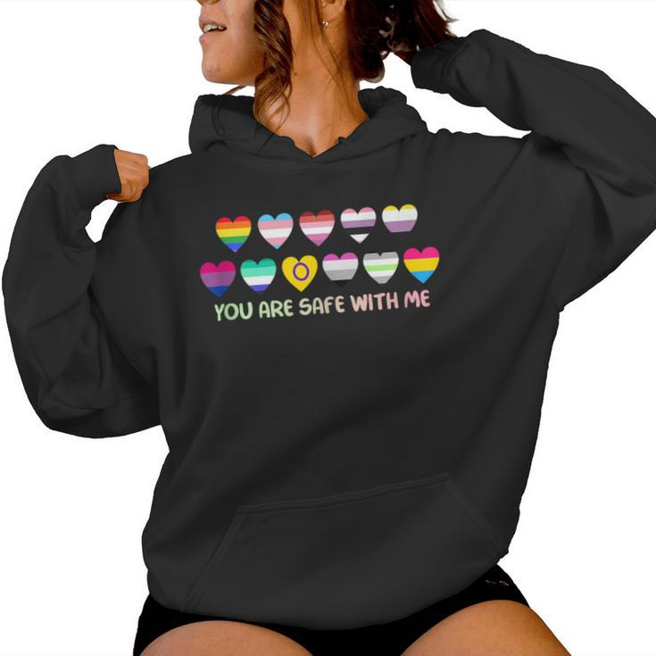 You Are Safe With Me Rainbow Bi Transgender Lgbt Pride Women Hoodie