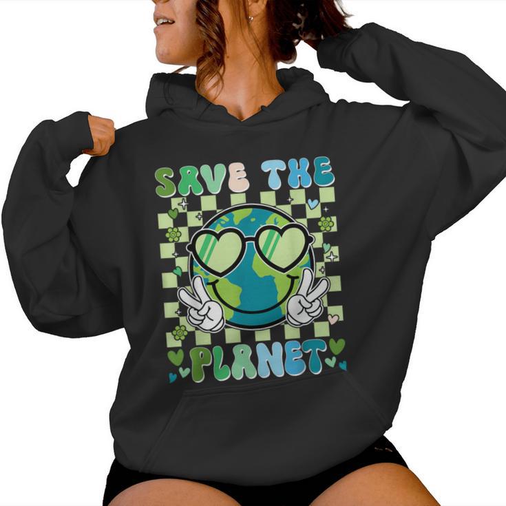 Save The Planet Smile Face Boy Girl Teacher Earth Day Women Hoodie