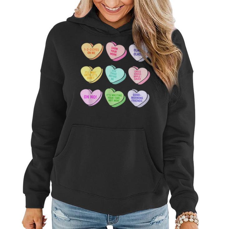 Teacher Valentines Day Conversation Heart School Women Hoodie