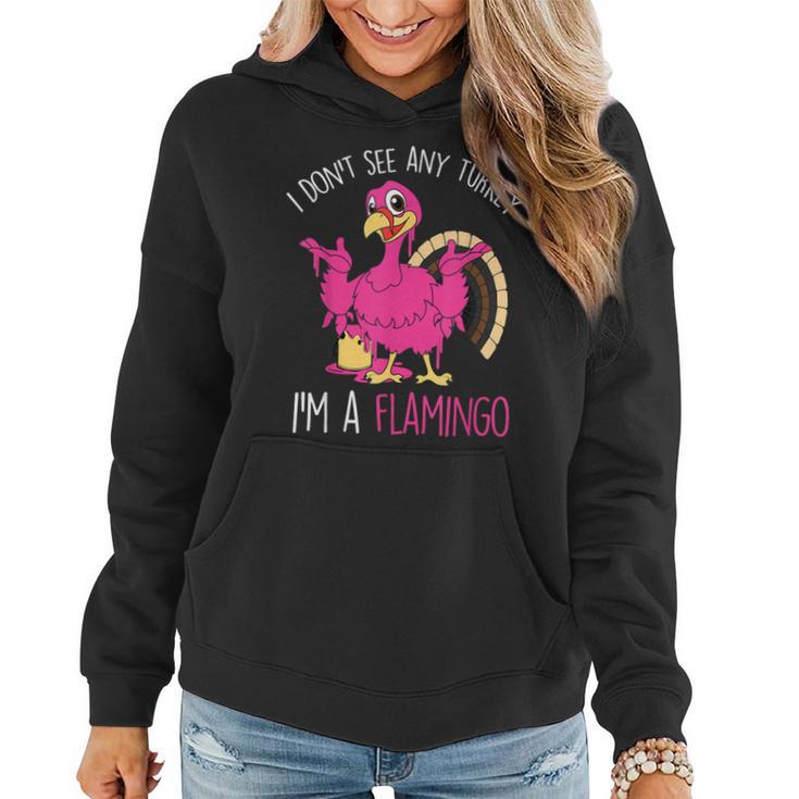 Thanksgiving Turkey Pink Flamingo Pun Women Hoodie