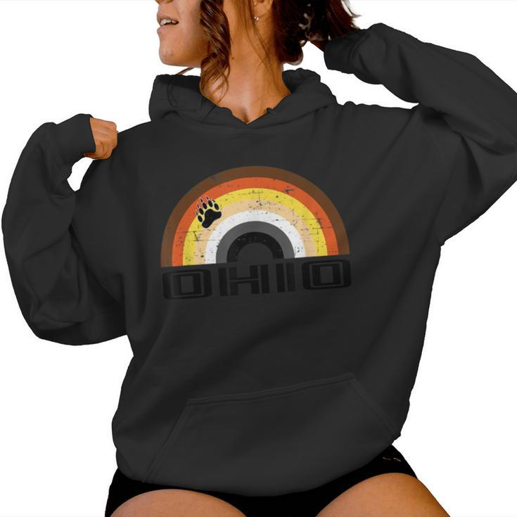 Gay Bear Ohio Rainbow Pride Vintage Distressed Women Hoodie