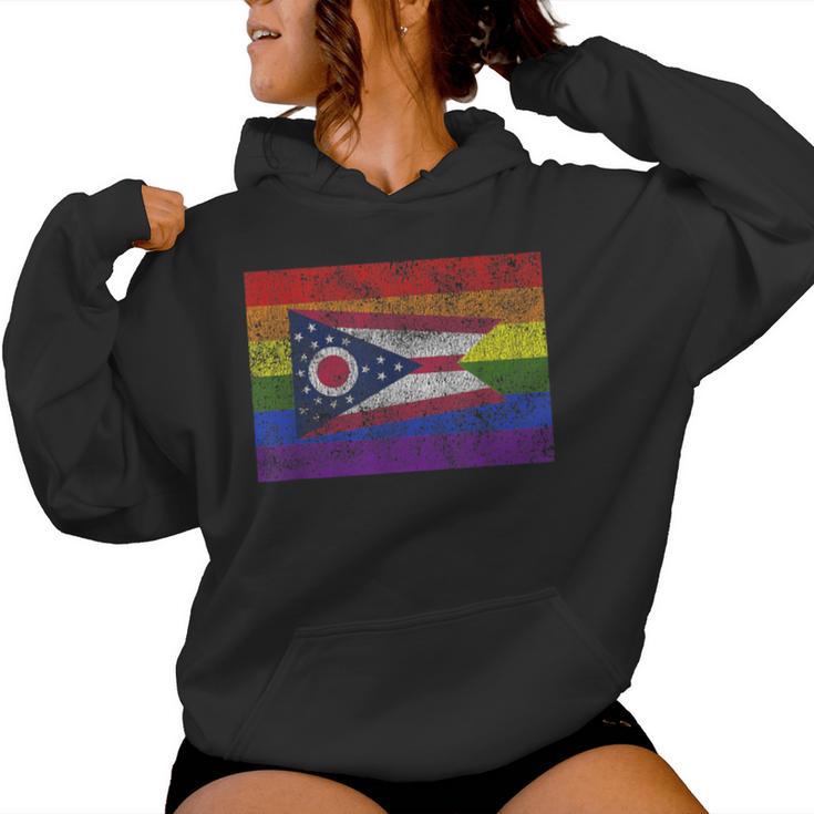 Gay Ohio Rainbow Flag For Lesbian Gay Pride Women Hoodie