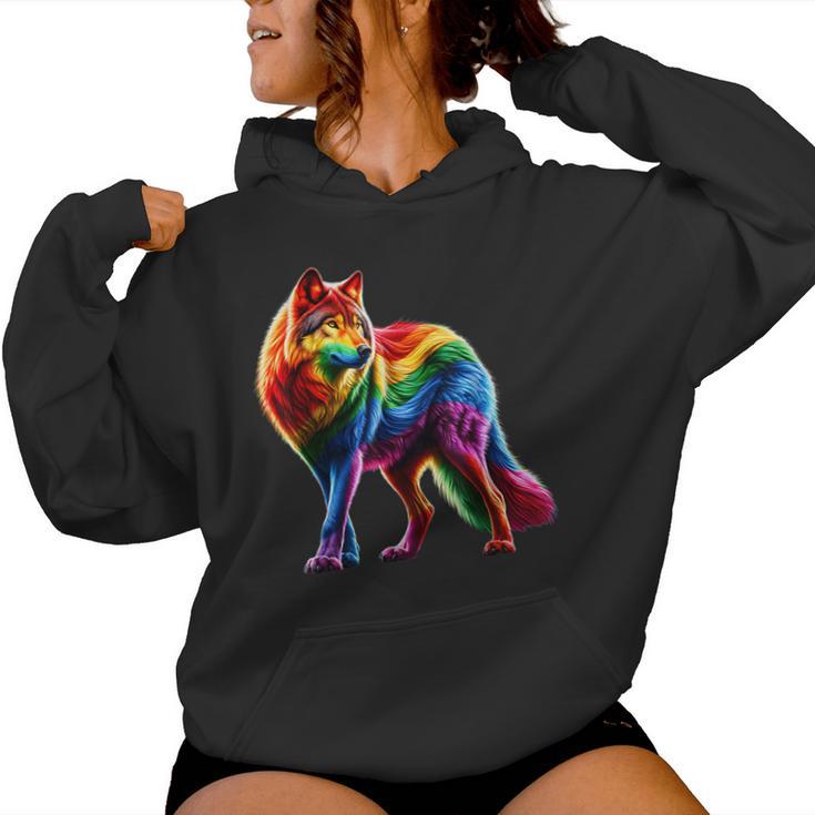 Gay Wolf Pride Lgbtq Rainbow Women Hoodie