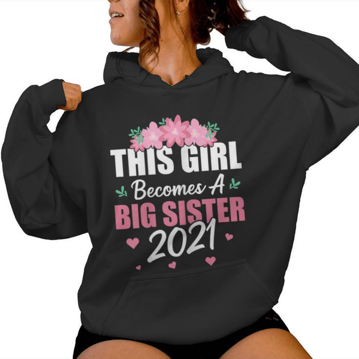 This Girl Becomes A Big Sister 2021 Cute Flowers Hearts Women Hoodie