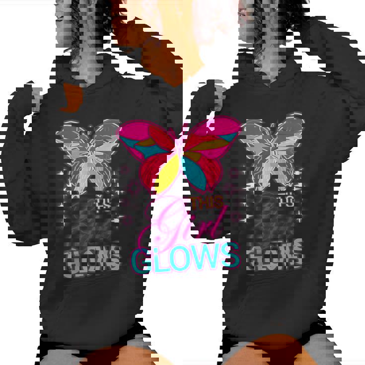 This Girl Glows Cute Girl Woman Tie Dye 80S Party Team Women Hoodie