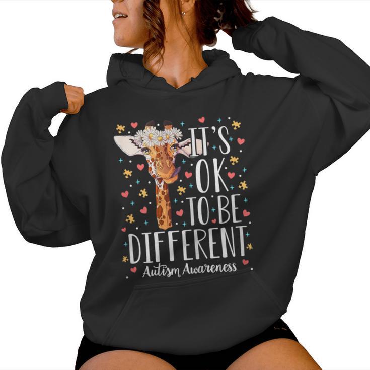 Girls Autism Giraffe It's Ok To Be Different Autistic Women Hoodie