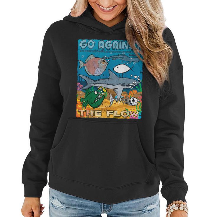 Go Against The Flow Christian Gospel Fish For & Woman Women Hoodie