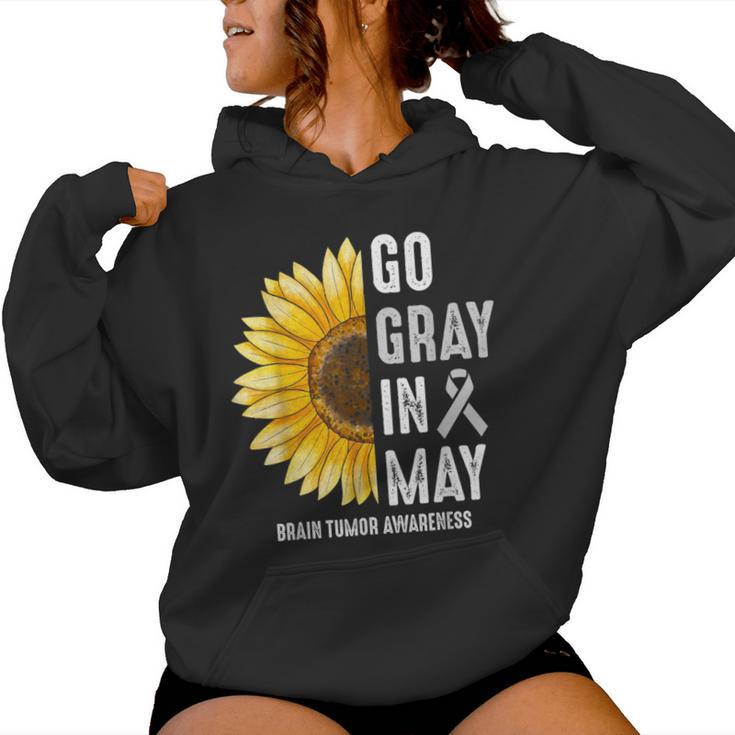 Go Gray In May Support Rainbow Brain Cancer Tumor Awareness Women Hoodie