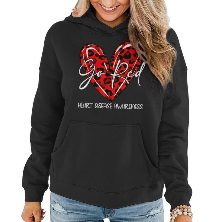 Go Red For Heart Disease Awareness Month Leopard Women Hoodie